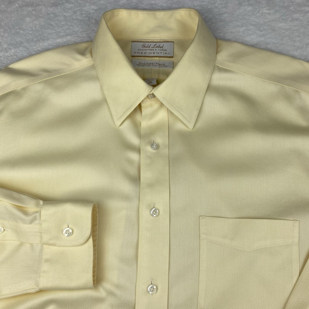 Roundtree & Yorke‎ Gold Label "Presidential" Shirt Mens 16.5-35 Yellow No Iron